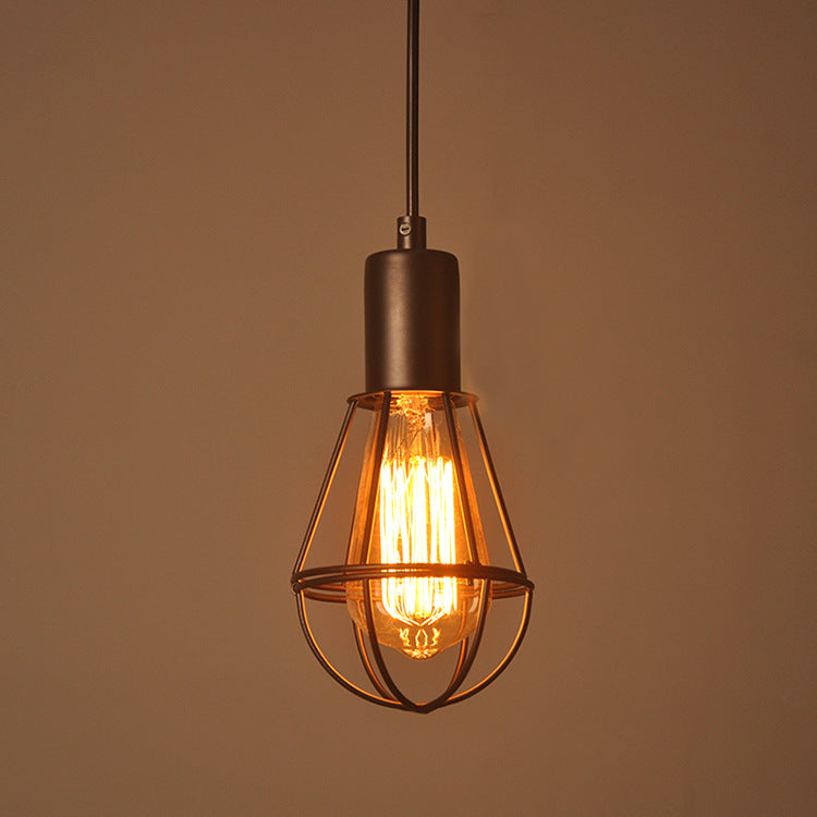 Vintage Black Cage Pendant Light