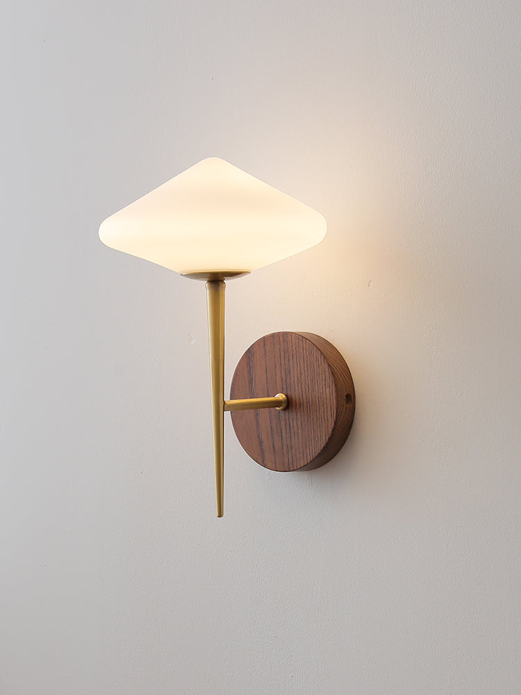 Walnut Wood Brass Accent Wall Light