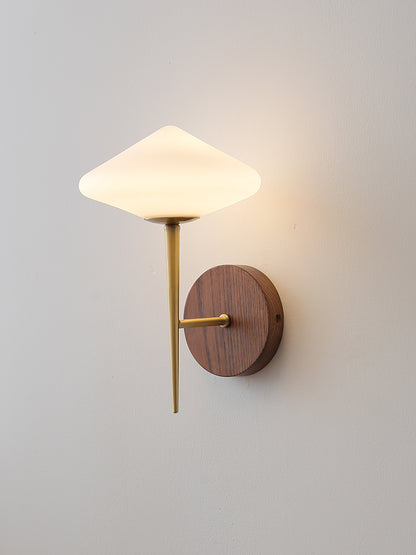 Walnut Wood Brass Accent Wall Light