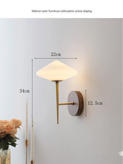 Walnut Wood Brass Accent Wall Light