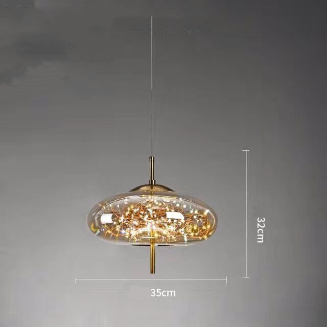 Amber or Smoke Glass LED Pendant Light