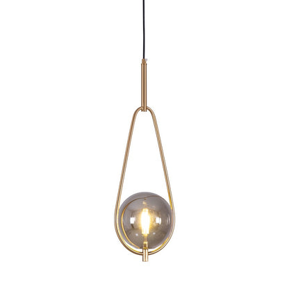 Gold Glass Globe Pendant Light / Smoke Gray Lampshade