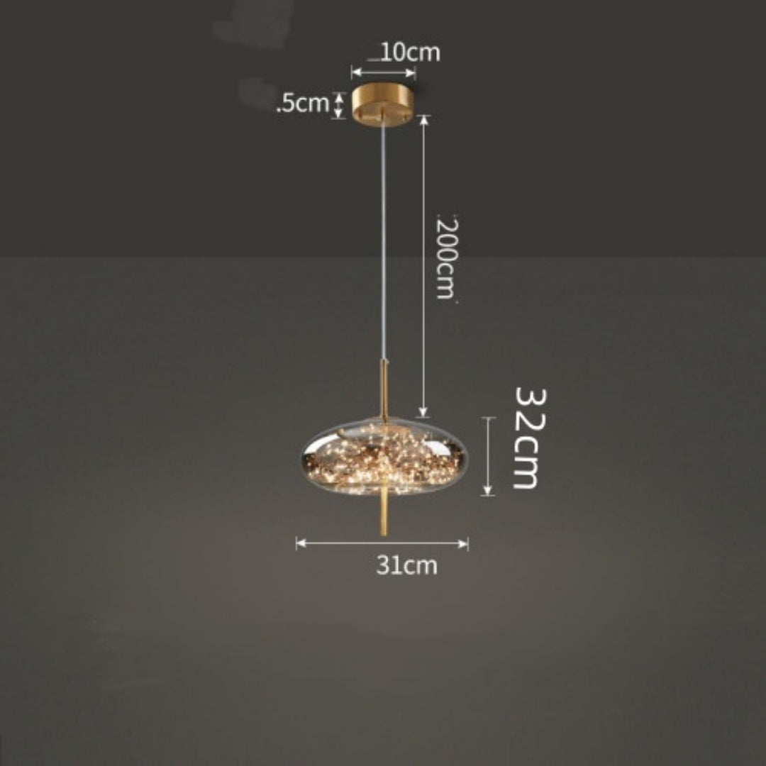 Amber or Smoke Glass LED Pendant Light
