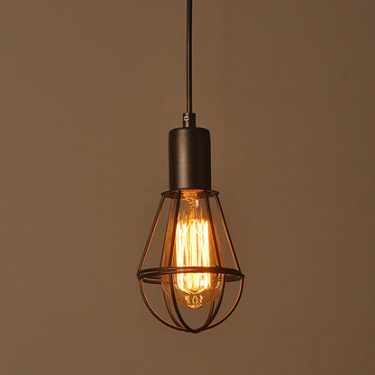 Vintage Black Cage Pendant Light