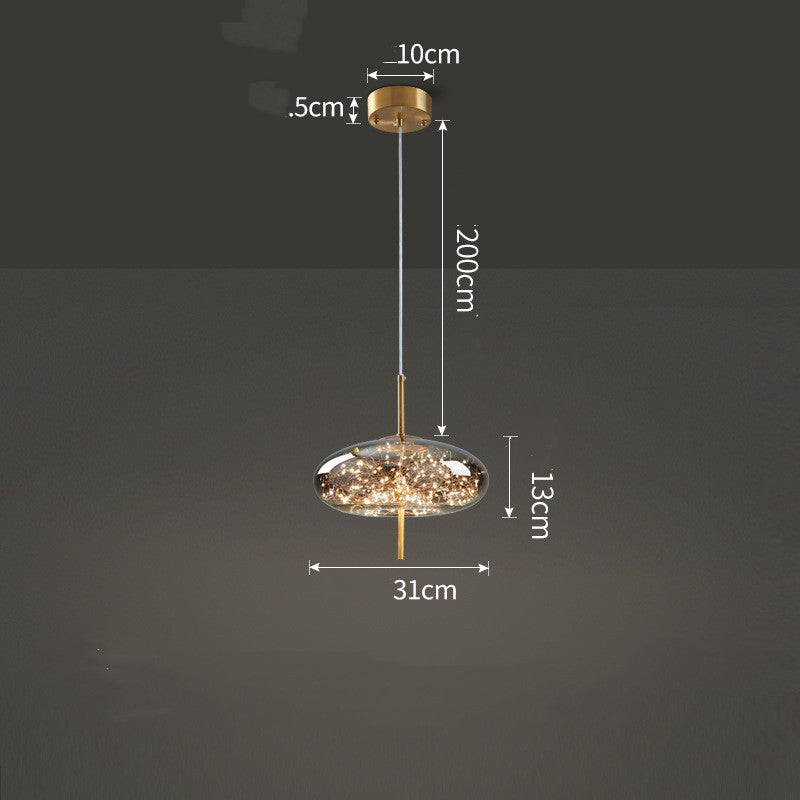 Amber or Smoke Glass LED Pendant Light / Amber / A