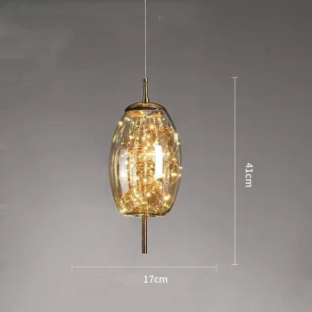 Amber or Smoke Glass LED Pendant Light
