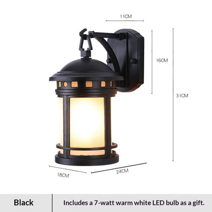 IP65 Vintage Iron Glass Outdoor Wall Light