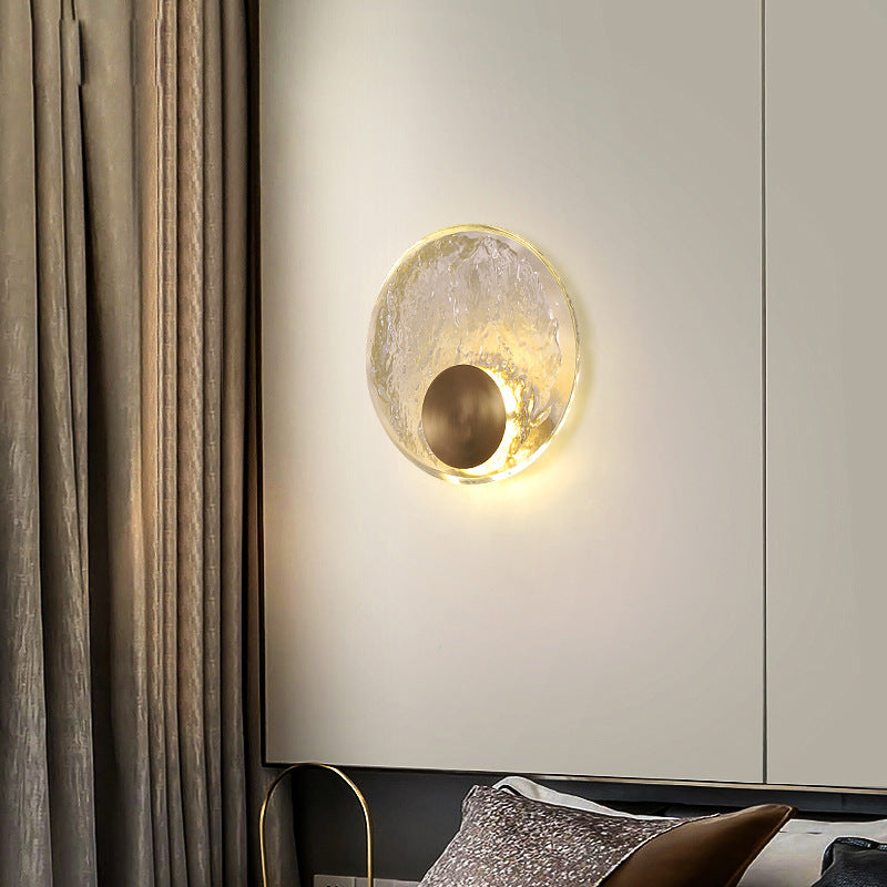 Round Copper Crystal Wall Light / 220V Three Color Light / 200mm