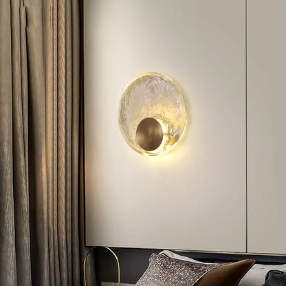 Round Copper Crystal Wall Light / 220V Three Color Light / 200mm
