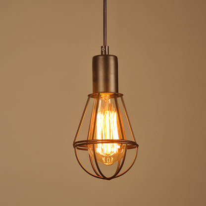 Vintage Black Cage Pendant Light