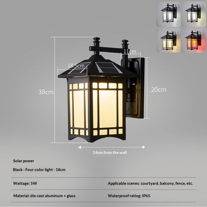 IP55 Aluminium Outdoor LED Wall Light / Black / Solar / 18cm