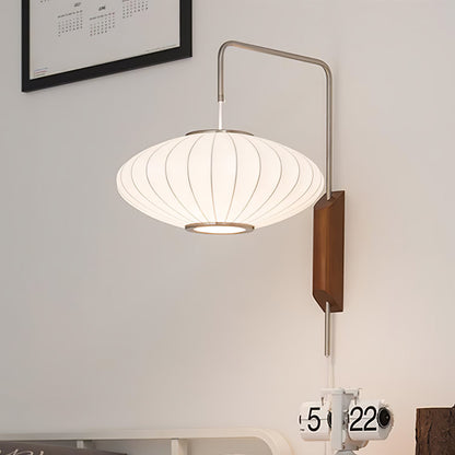 Adjustable Walnut Bubble Wall Light / ∅ 11.8″ x H 11″ / Dia 30cm x H 28cm / White & Walnut / EU Plug