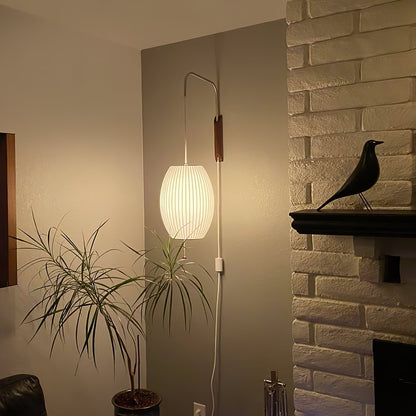 Adjustable Walnut Bubble Wall Light / ∅ 11.8″ x H 11.8″ / Dia 30cm x H 30cm / White & Walnut / UK Plug