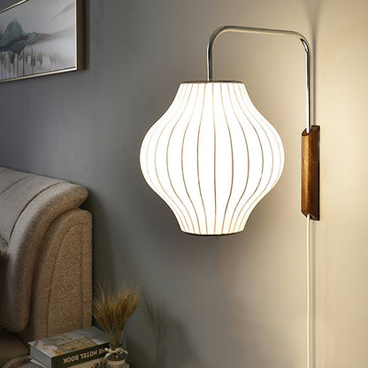 Adjustable Walnut Bubble Wall Light / ∅ 10″ x H 14.2″ / Dia 26cm x H 36cm / White & Walnut / AU Plug
