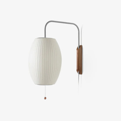 Adjustable Walnut Bubble Wall Light / Dia 30cm x H 28cm Set of 2 / White & Walnut / US Plug