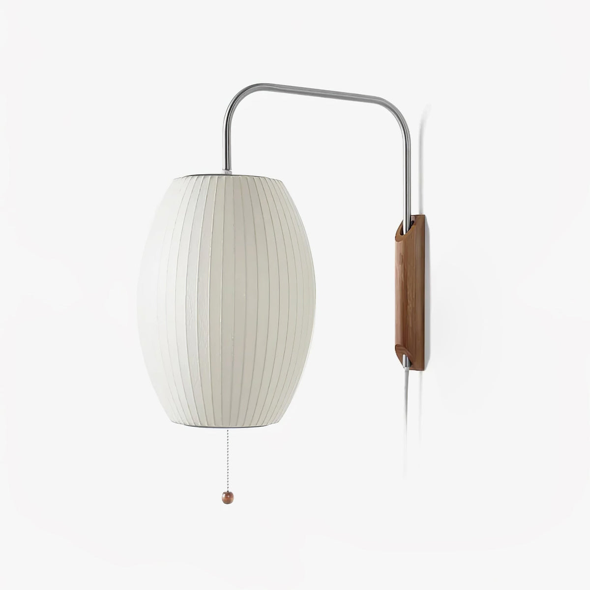 Adjustable Walnut Bubble Wall Light / ∅ 10″ x H 14.2″ / Dia 26cm x H 36cm / White & Walnut / US Plug