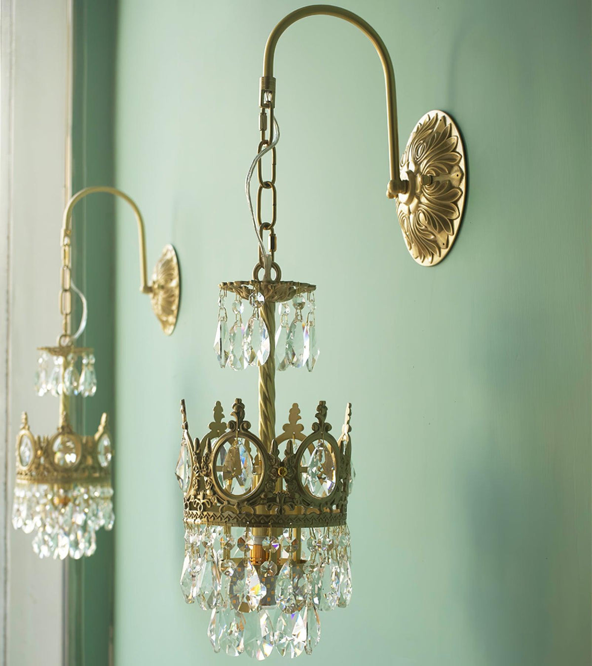 Crystal Arch Copper Wall Light