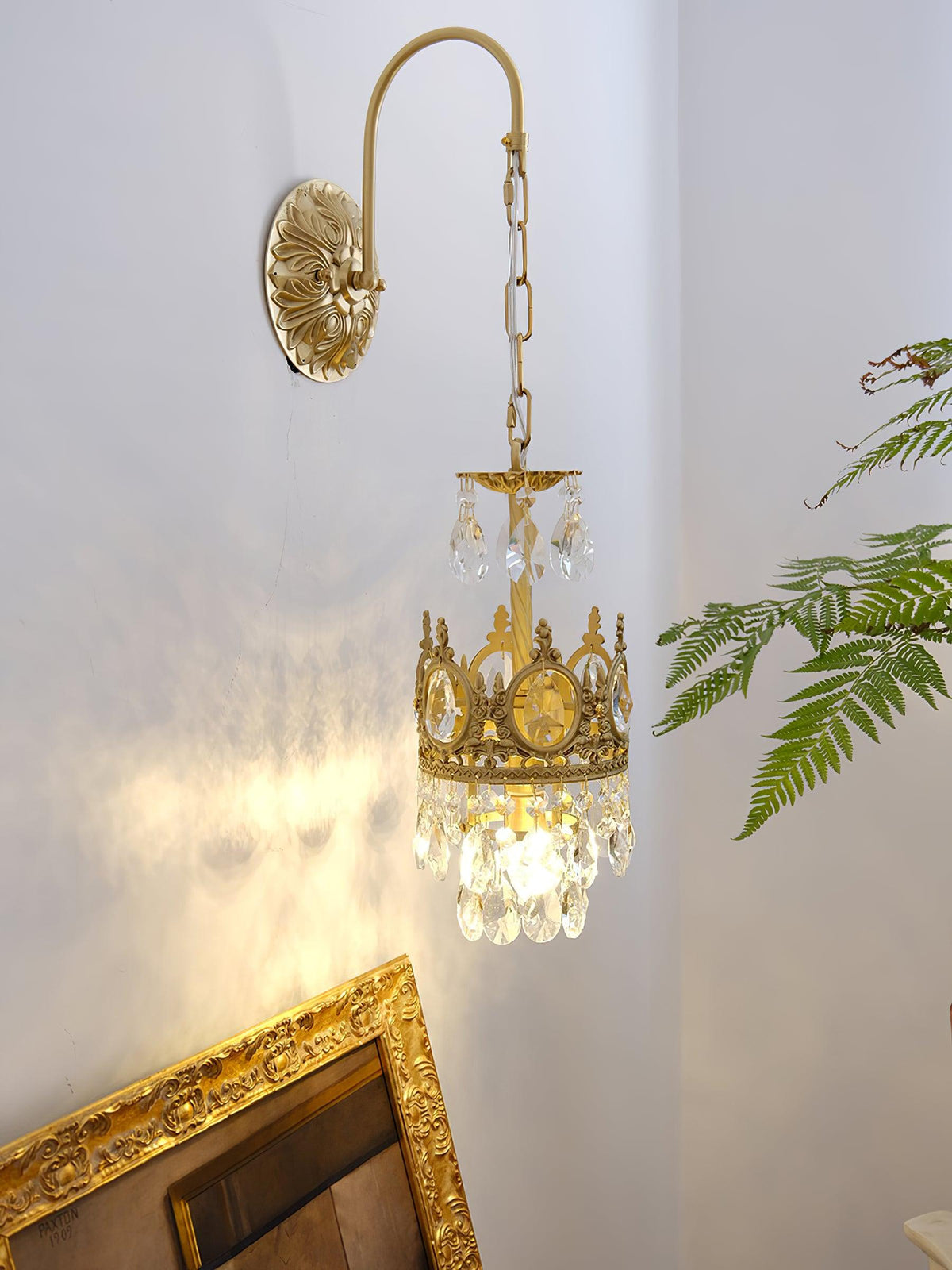 Crystal Arch Copper Wall Light