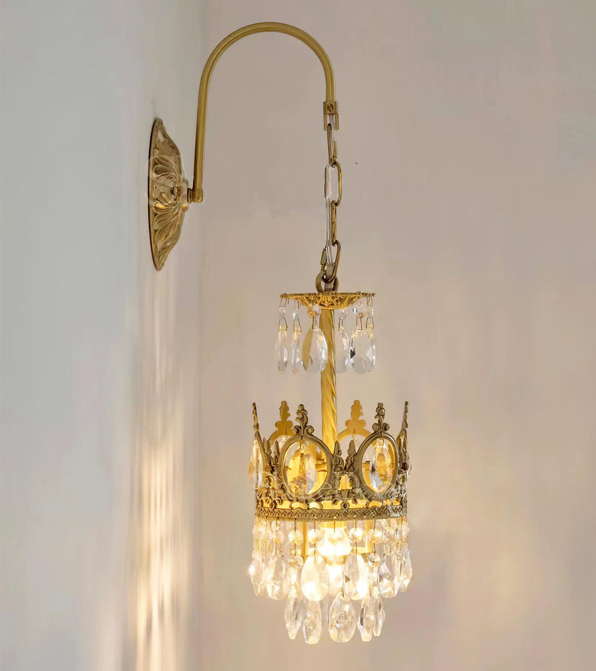 Crystal Arch Copper Wall Light