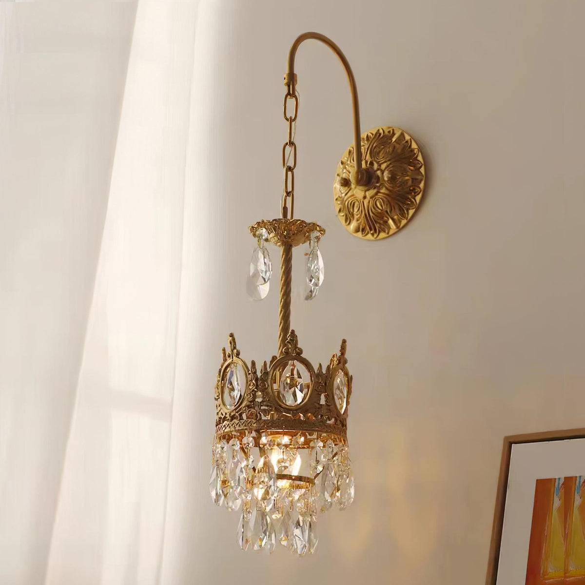Crystal Arch Copper Wall Light