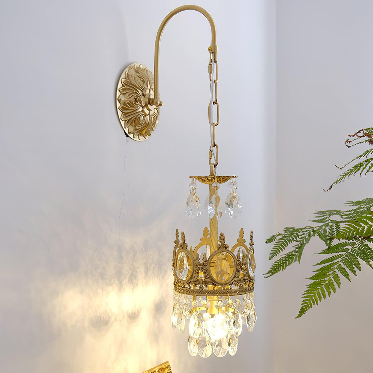 Crystal Arch Copper Wall Light