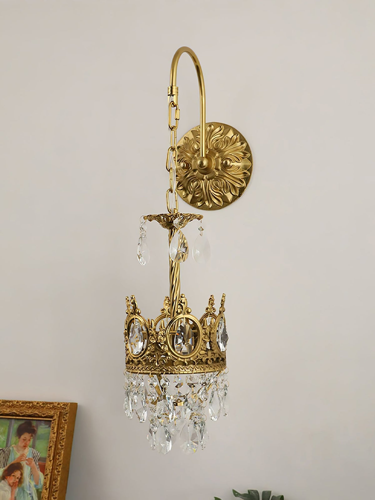 Crystal Arch Copper Wall Light
