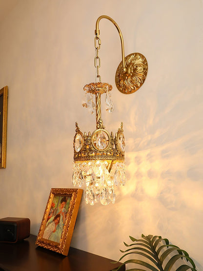 Crystal Arch Copper Wall Light
