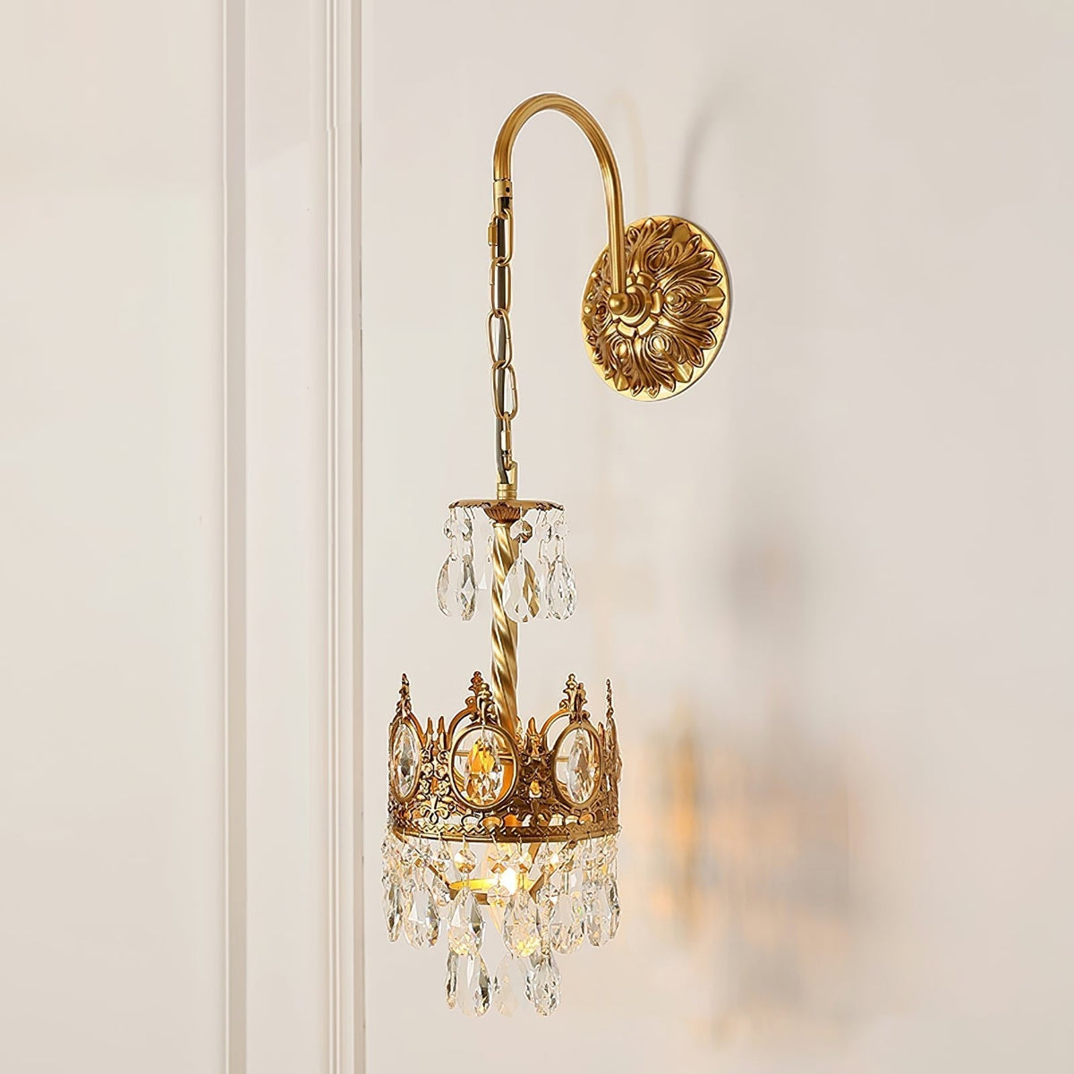 Crystal Arch Copper Wall Light