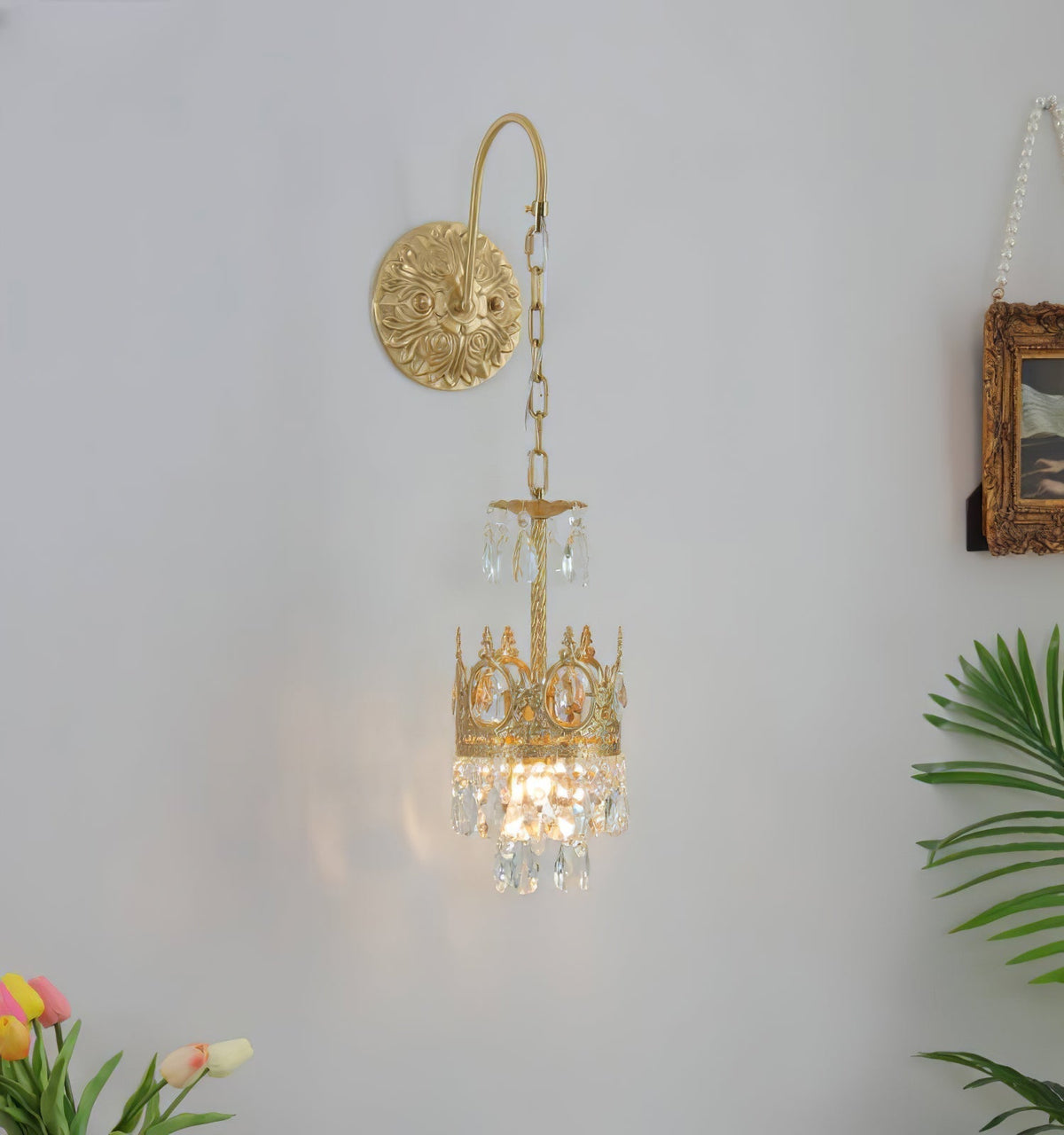 Crystal Arch Copper Wall Light