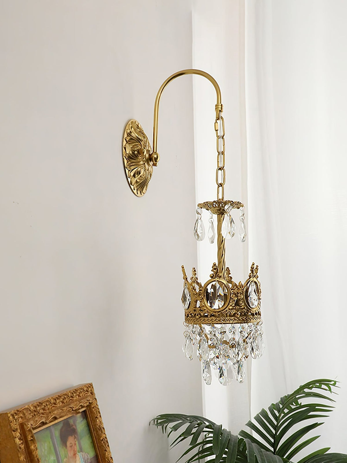 Crystal Arch Copper Wall Light
