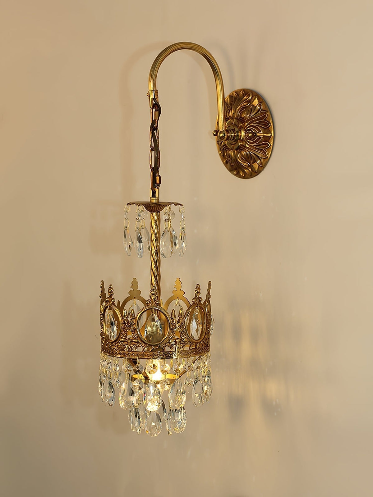 Crystal Arch Copper Wall Light