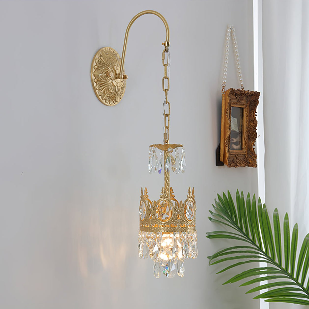 Crystal Arch Copper Wall Light
