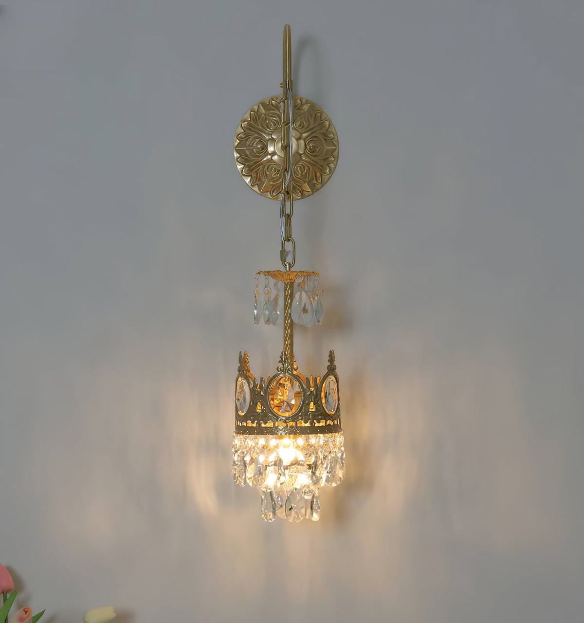 Crystal Arch Copper Wall Light