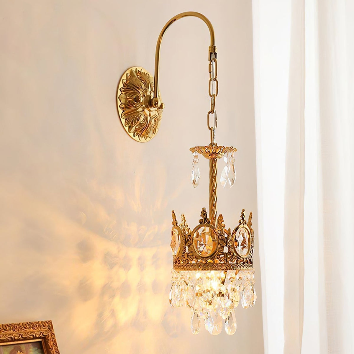 Crystal Arch Copper Wall Light