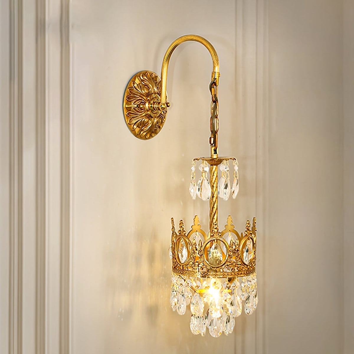 Crystal Arch Copper Wall Light