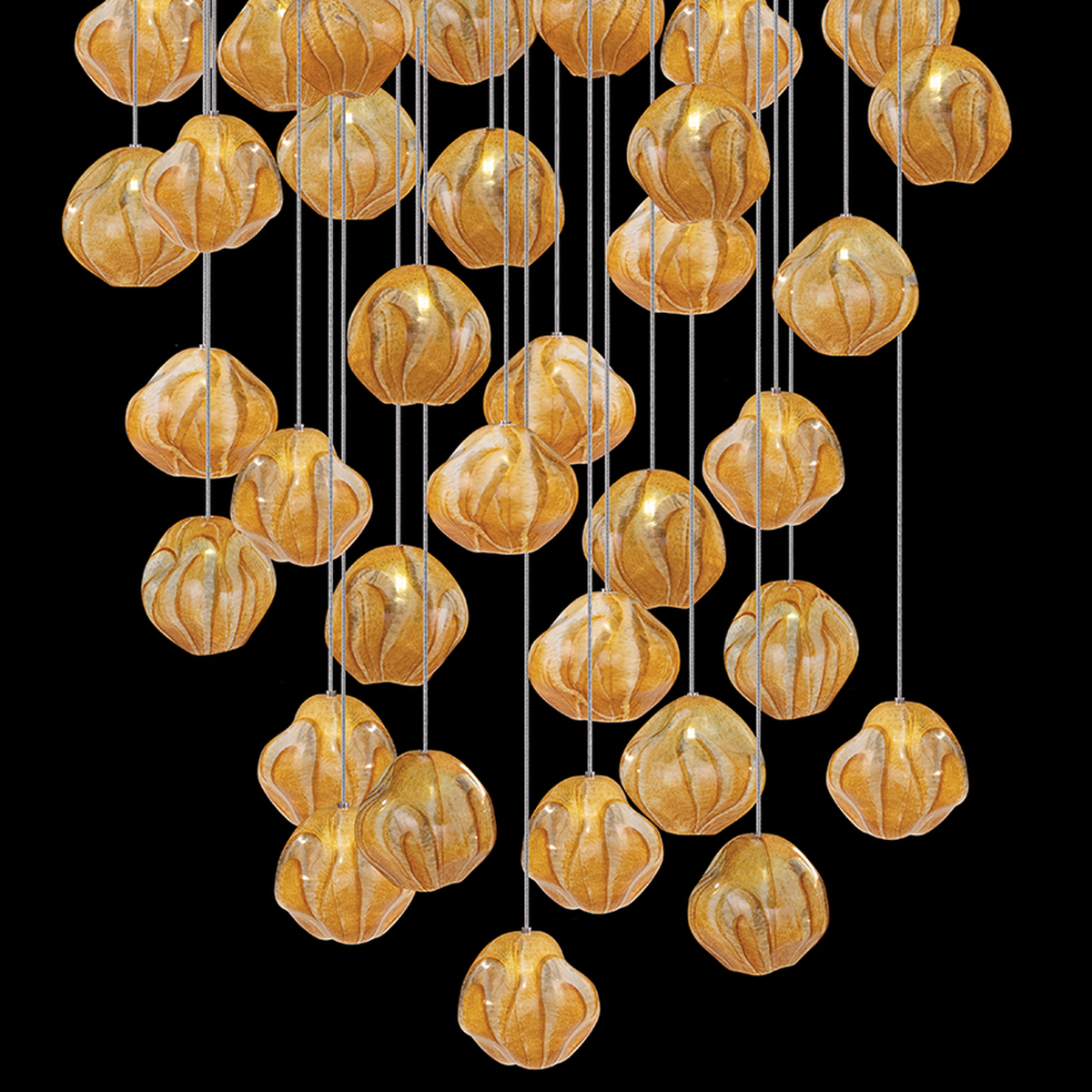 34-Inch Hand-Blown Glass Round Pendant