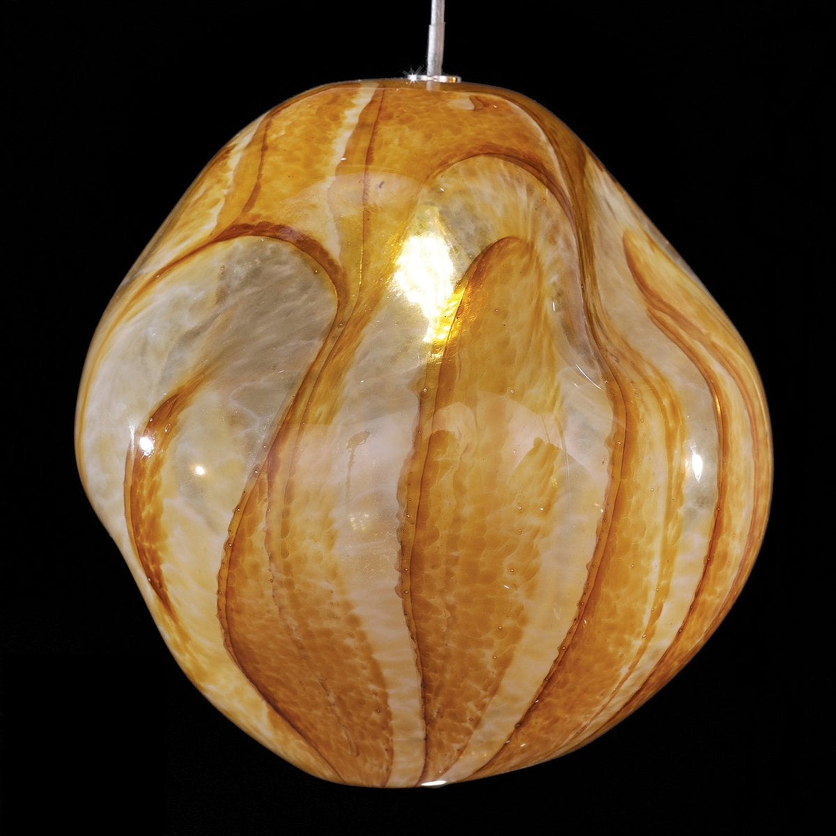 34-Inch Hand-Blown Glass Round Pendant