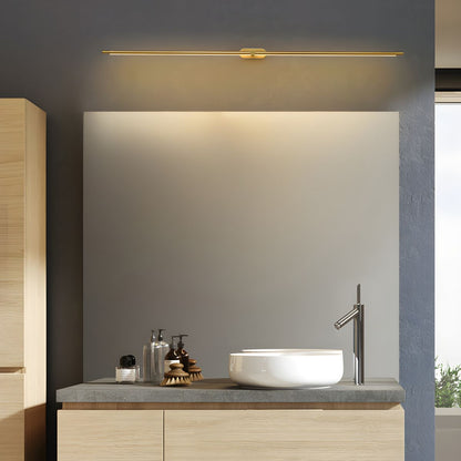 Linear Integrated LED Vanity Wall Light / ∅ 50″ x H 2″ / Gold & Warm Light / Set Of 2