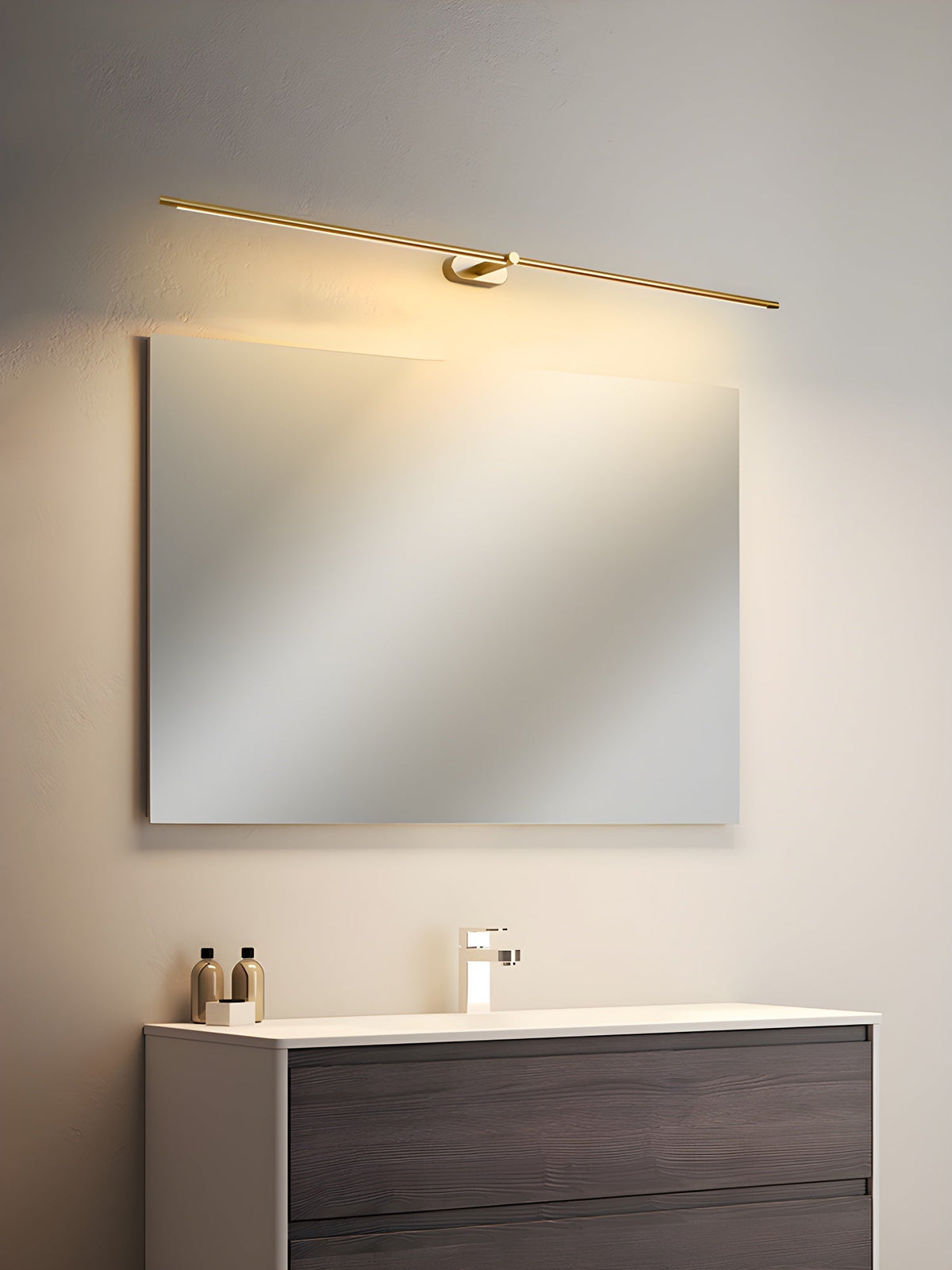 Linear Integrated LED Vanity Wall Light / ∅ 38.5″ x H 2″ / Black & Warm Light / Set Of 2