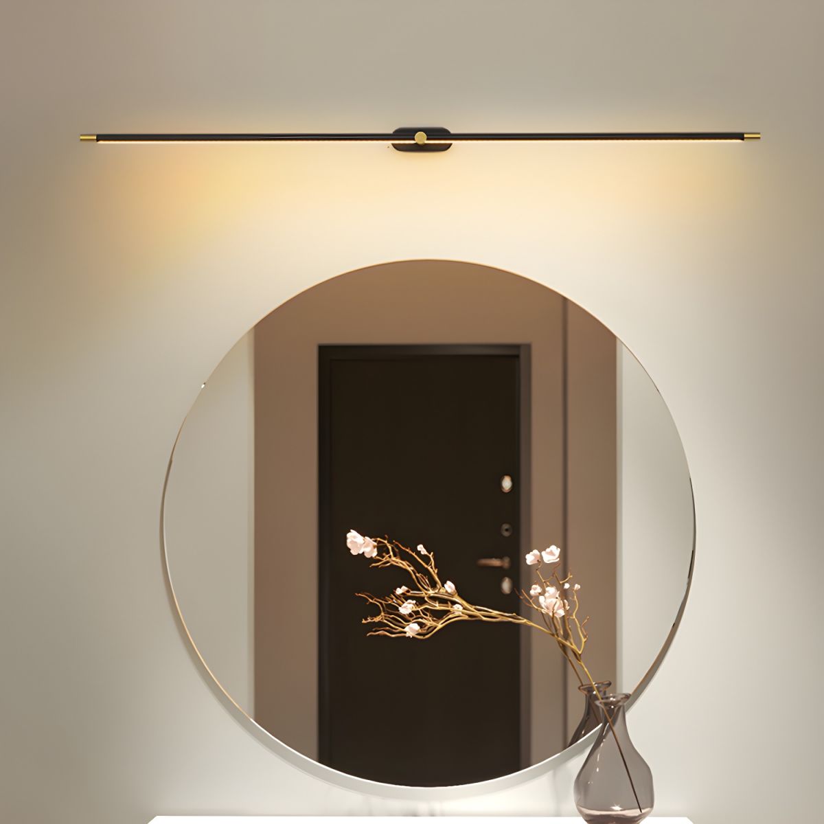 Linear Integrated LED Vanity Wall Light / ∅ 38.5″ x H 2″ / Gold & Warm Light / Set Of 2