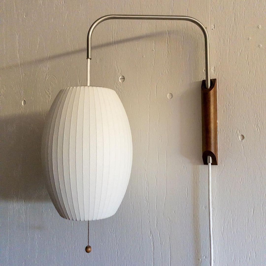 Adjustable Walnut Bubble Wall Light / Dia  26cm x H 36cm Set of 2 / White & Walnut / EU Plug