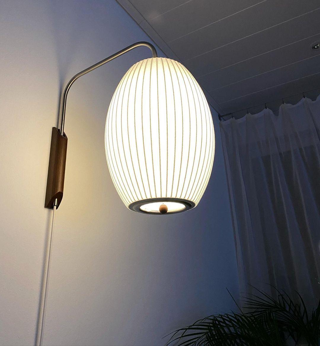 Adjustable Walnut Bubble Wall Light / Dia 30cm x H 30cm Set of 2 / White & Walnut / AU Plug