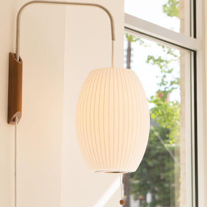 Adjustable Walnut Bubble Wall Light / ∅ 10″ x H 14.2″ / Dia 26cm x H 36cm / White & Walnut / UK Plug