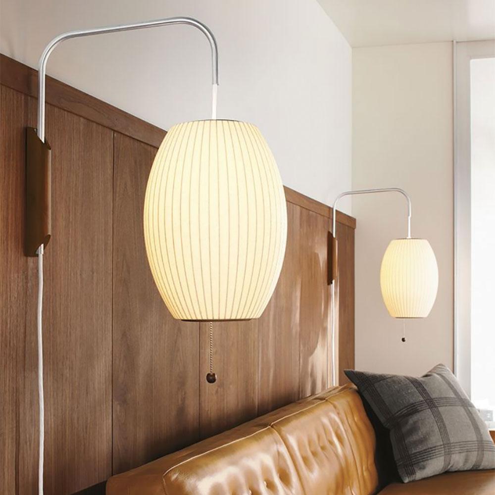 Adjustable Walnut Bubble Wall Light / ∅ 11.8″ x H 11.8″ / Dia 30cm x H 30cm / White & Walnut / AU Plug