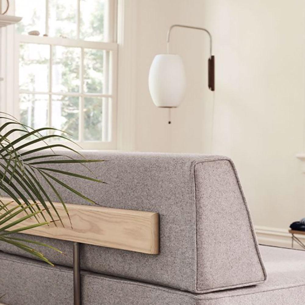 Adjustable Walnut Bubble Wall Light / Dia  26cm x H 36cm Set of 2 / White & Walnut / AU Plug