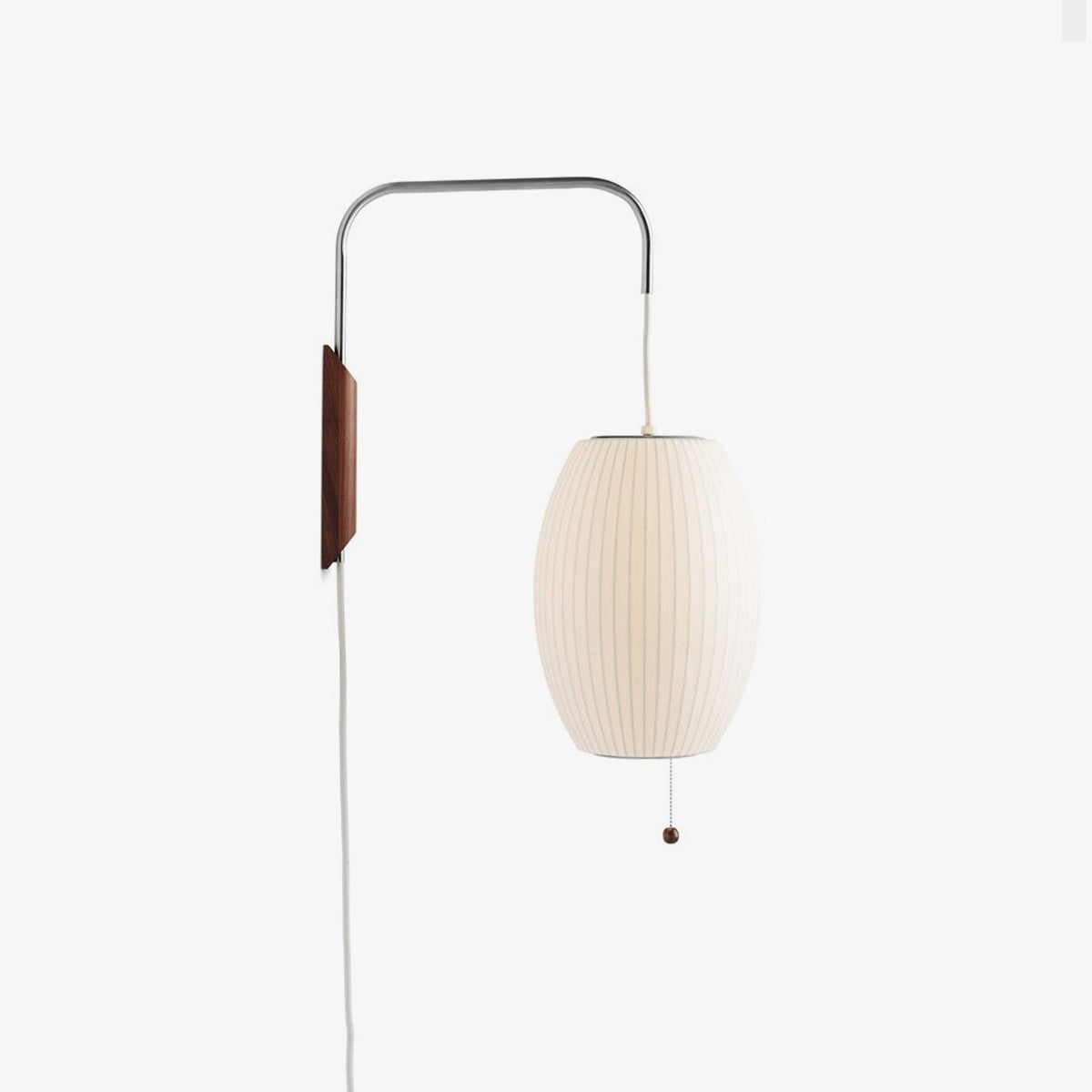 Adjustable Walnut Bubble Wall Light / Dia 40cm x H 22cm Set of 2 / White & Walnut / AU Plug