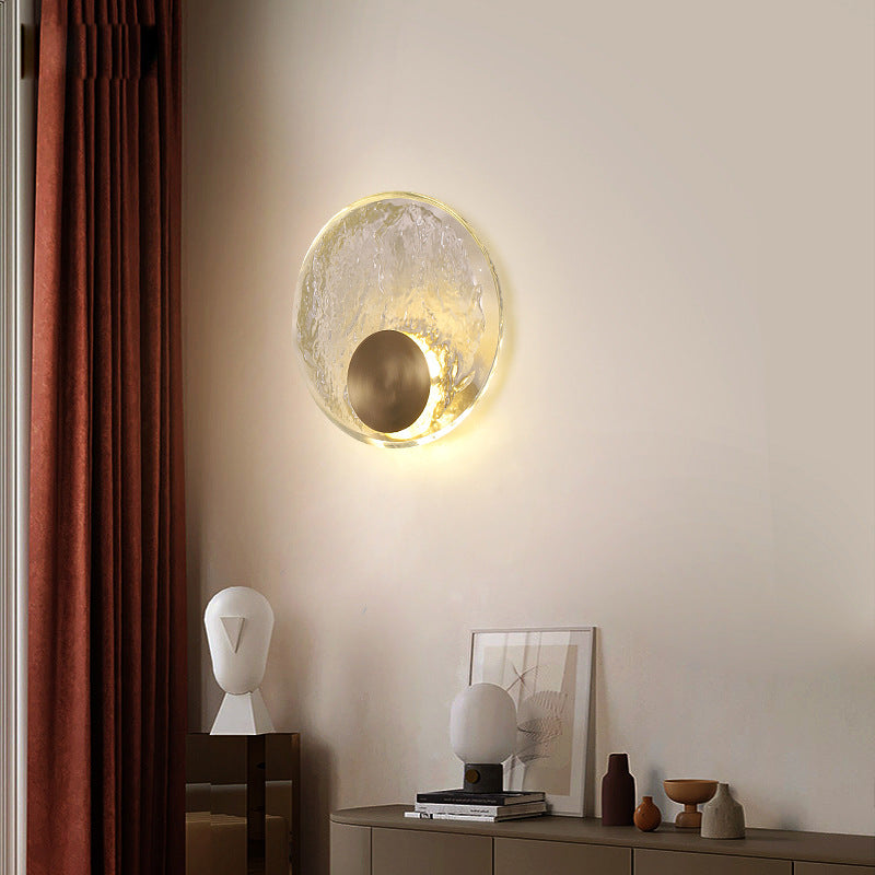 Round Copper Crystal Wall Light / 220V White Light / 200mm