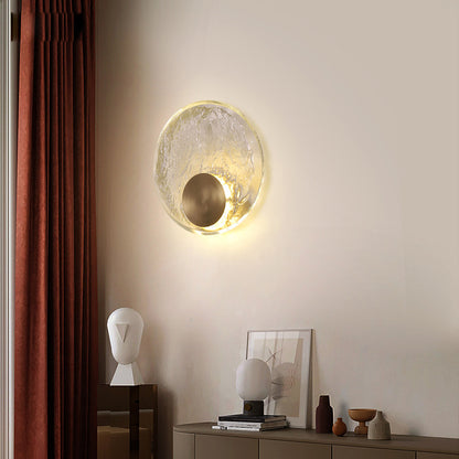 Round Copper Crystal Wall Light / 220V White Light / 200mm