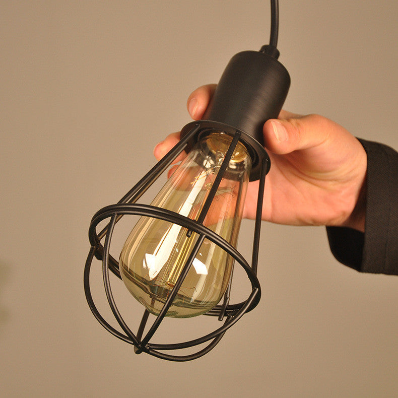 Vintage Black Cage Pendant Light