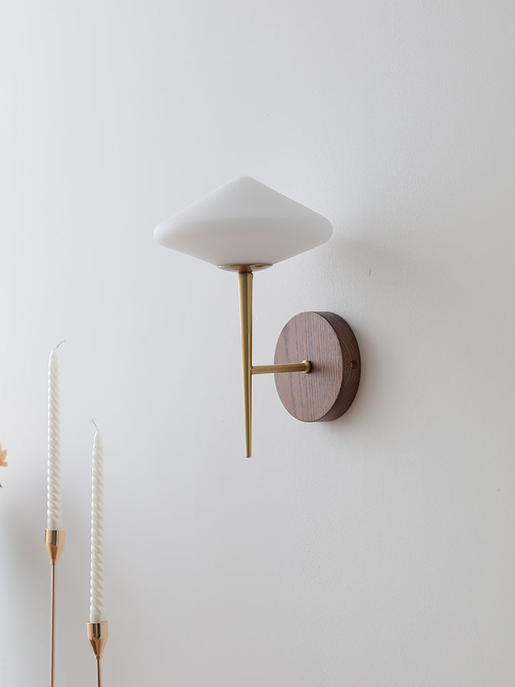 Walnut Wood Brass Accent Wall Light